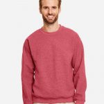 Gildan_18000_Heather_Scarlet_Red_Front_High_Model