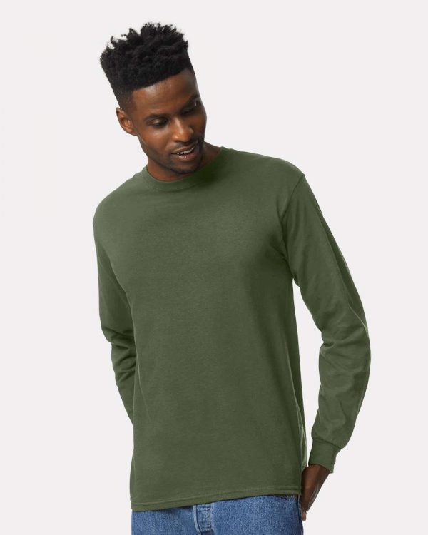 Gildan_2400_Military_Green_Front_High_Model